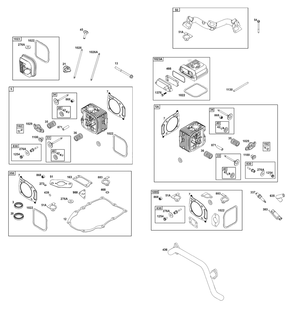 Cylinder Head Group Diagram and Parts List for 389447-0123-E1  Briggs and Stratton Engine